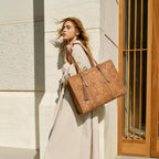 Country Leather Vintage Leather Laptop Tote Bag for Women – 15.6" Professional Work & Office Bag with Clutch