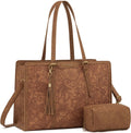 Country Leather Vintage Leather Laptop Tote Bag for Women – 15.6" Professional Work & Office Bag with Clutch